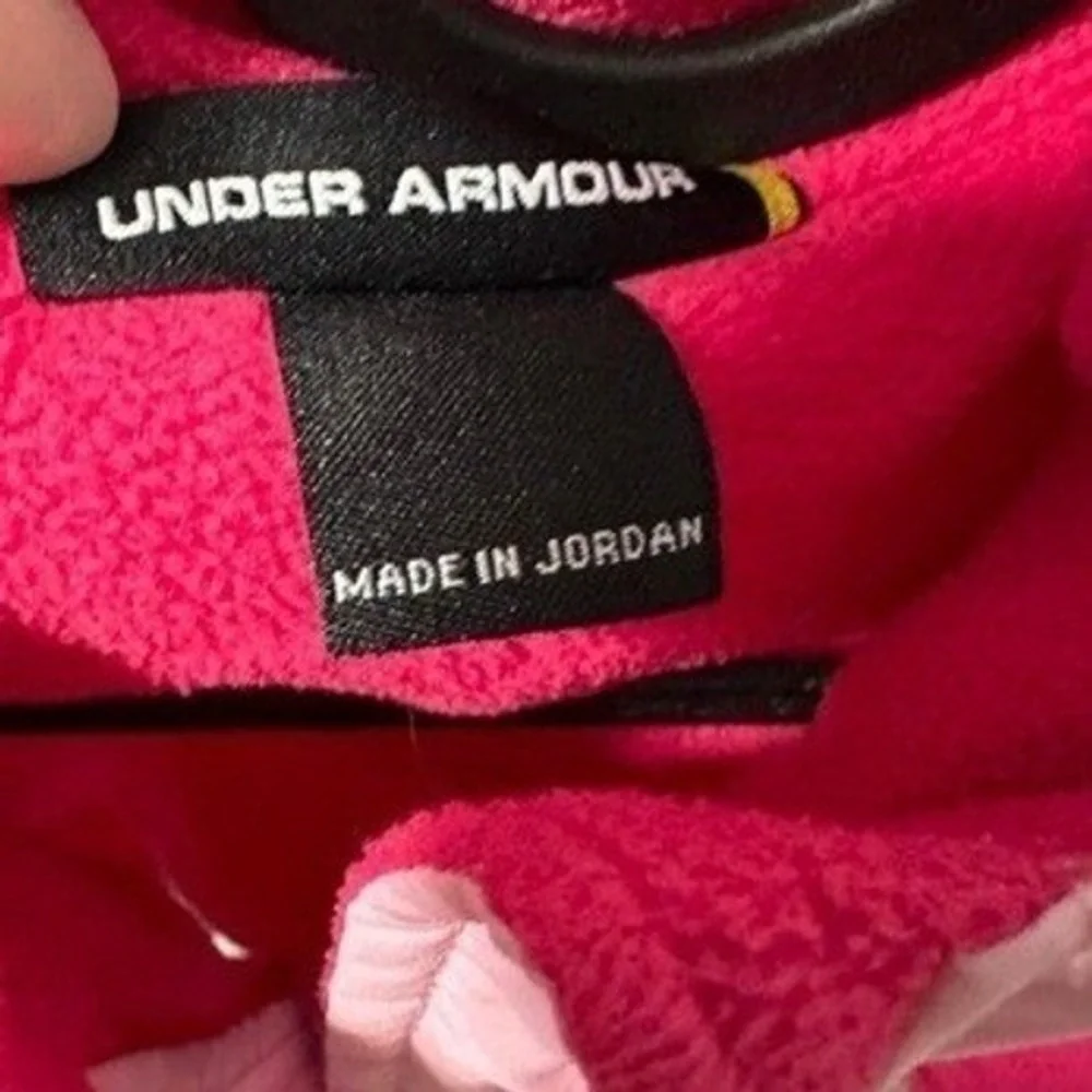 Under Armour Kids Fleece Jacket Pink Red Full Zip Athletic Cold Gear Size XS